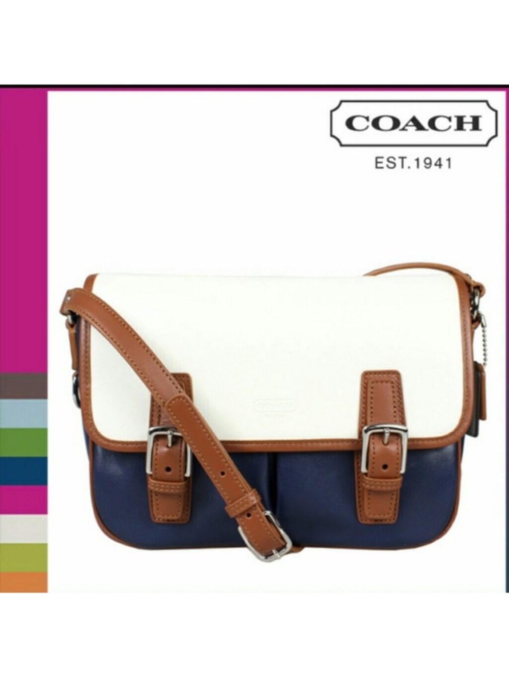 Coach‎ Park Leather Vintage Messenger Bag Crossbody Colorblock F23383